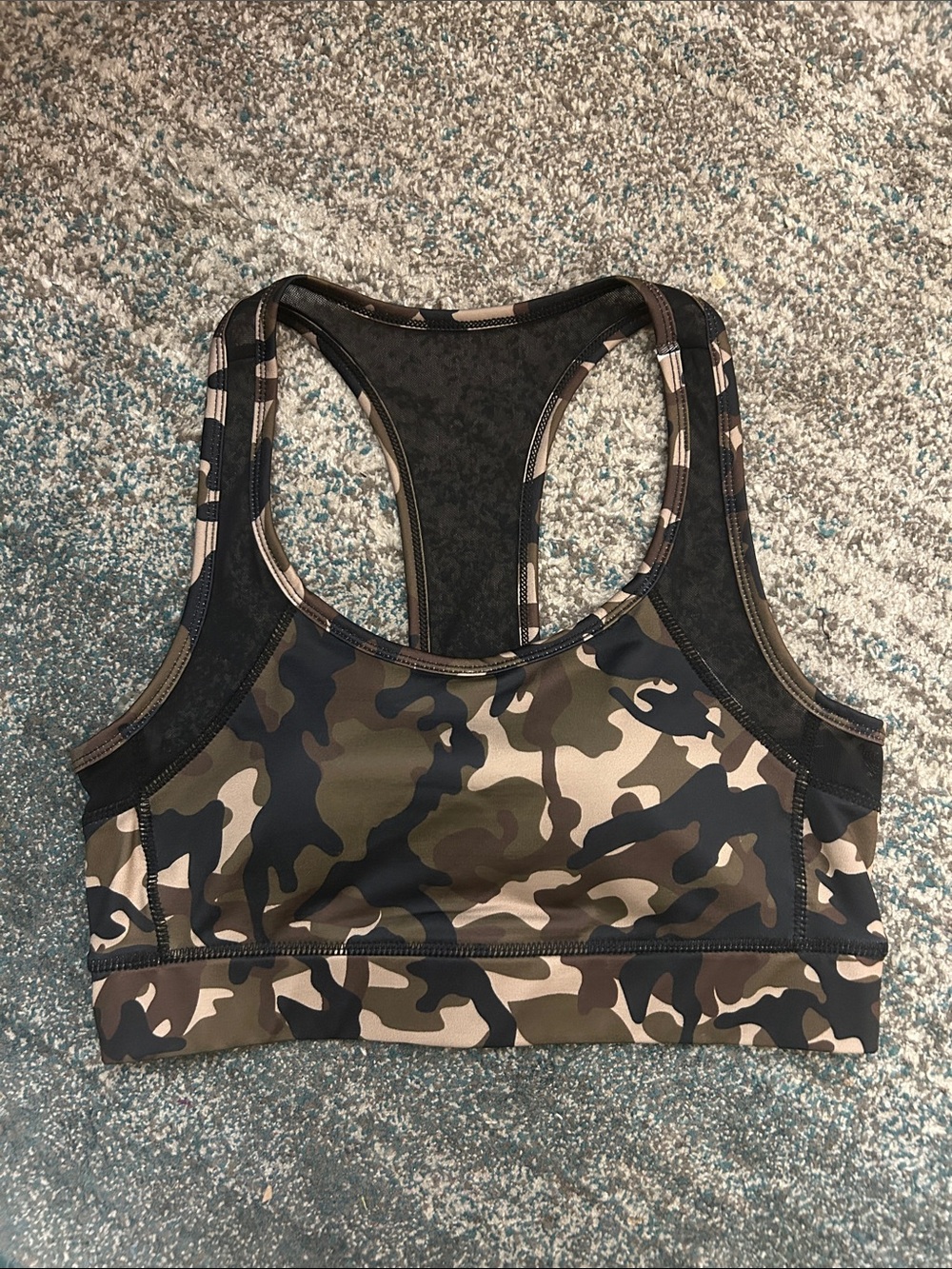 Women’s Camouflage Racerback Sports Bra - Olive/Black